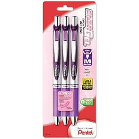 Pentel EnerGel Deluxe RTX Gel Ink Pens, 0.7 Millimeter Metal Tip, Violet Ink, 3-Pack (BL77BP3V)