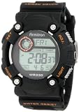 Armitron Men's 40/8229MBLK Black Resin Grey Dial Orange Accented Digital World Time Sport Chronograph Watch