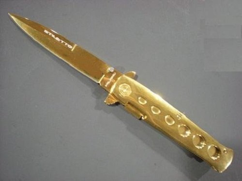 1 X GOLD Milano Handle & Blade Godfather POCKET KNIFE