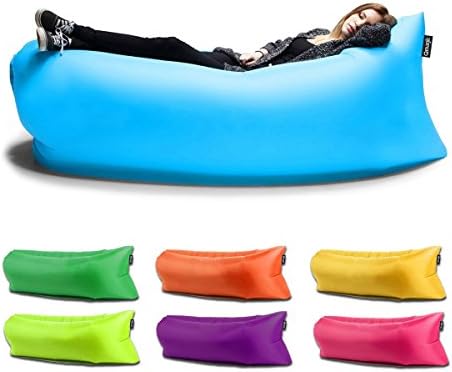 Qmagic Inflatable Lounger Air Mattresses Quick Open Hangout as Lounge Chair Bean Bag Air Hammock Sofa Couch Air Bag Outdoor Camping Hiking Bed Portable Lazy Sofa(Sky Blue)