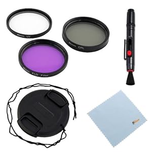 GTMax 3 Piece 46mm (UV-CPL-FLD) Filter Kit with Case + Lens Cap with Strap + Lens Pen + Cleaning Cloth for Panasonic Lumix DMC-FZ18 DMC-FZ18K and Other Digital Camera Lens with 46mm Filter