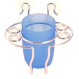 UKayed Chrome Toothbrush Holder and Blue Plastic Cup With Suction Cup