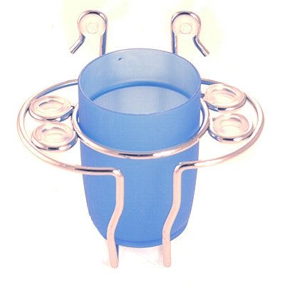 UKayed Chrome Toothbrush Holder and Blue Plastic Cup With Suction Cup