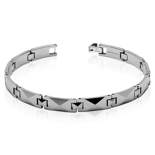 Faceted Men's Watch Style Tungsten Carbide Bracelet