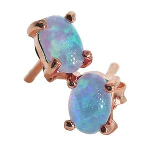 Blue Opal Stud Earrings
