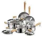Heuck Zeroca Prestige Stainless Steel Carbon Neutral Cookware 8 Piece Set with 1 Quart and 2 Quart Covered Saucepans - 5 Quart Covered Dutch Oven - 8 Inch and 10 inch Sauté Pan