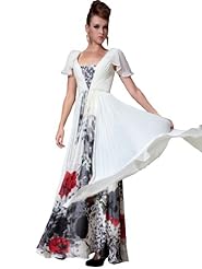 A-line Short Sleeves Beaded Pleated Georgette Club Dress/Evening Dress/Bridesmaid Dress/Party Dress 