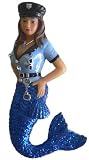 December Diamonds Sexy Busty Siren Police Woman Mermaid Magnet with Handcuffs-Sapphire Rhinestone Pendant!!!