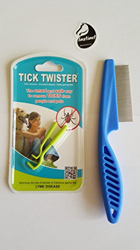 Tick Twister Removal / Remover Tool and Flea comb for dogs, cats, people ( Mike's Instinct BUNDLE PACK) -non toxic - natural - flea prevention,- tick removal