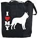 Canvas Tote Bag Black  I Love My Belgian Malinois  Silhouette Dog