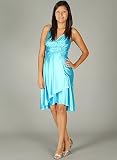 Gathered Cascade Tea-Length Dress for Bridesmaid Formal Prom