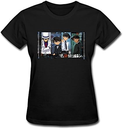 HENGLI Women's O-neck Detective Conan T-shirts M Black