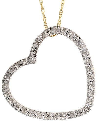 41ABnyJV6hL 14k Gold 18 Chain & 13/16 (21mm) tall Diamond Heart Pendant, w/ 0.26 Carat Brilliant Cut Diamonds