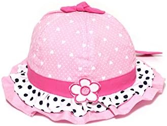Trendyline Sweet Pink Girls Baby Cotton Summer Sunhats Polka Dot Ruffle Bowtie Flower Caps