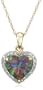 10k Yellow Gold, June Birthstone, Mystic Topaz and Diamond Heart Pendant