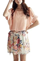 Sexy Summer Chiffon/Polyester/Rayon/Spandex Floral Print Belted Cocktail Club Dress/Homecoming Dress/Prom Dress/Wedding Dress 