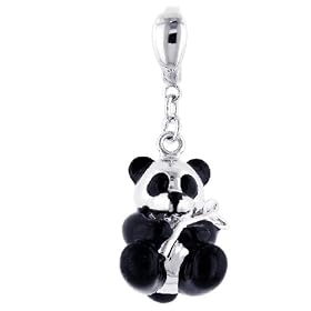 Sterling Silver Black Enamel Panda Charm