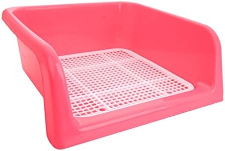 RHH Indoor Plastic Fenced Dog Toilet Pet Potty Pink M