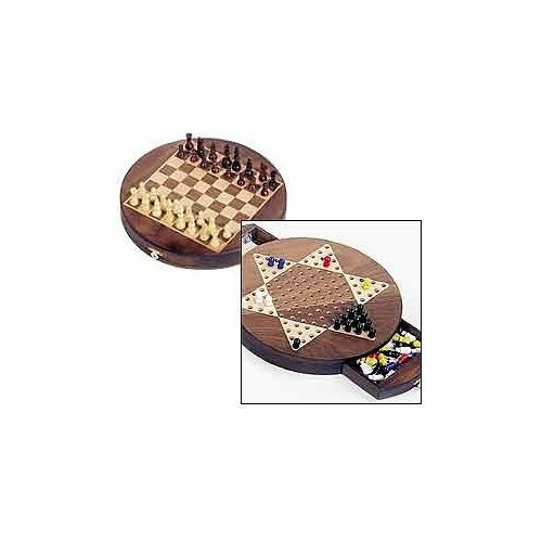 Childrens Toyshop  Toys : Walnut Round 3 in 1  Game Set