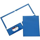 JAM Paper&reg; (9 1/2 x 11 1/2) Two Pocket Glossy Presentation Folder - Blue - Sold individually