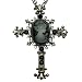Acosta Jewellery - Large Victorian Inspired - Black Crystal Cameo Cross Necklace