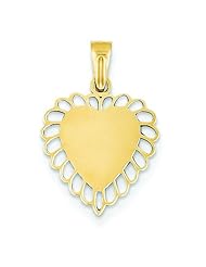 14K Yellow Gold Heart Charm Love Pendant FindingKing