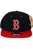 MLB Men's Boston Red Sox Blockhead Snapback Cap (Navy/Red, Adjustable)