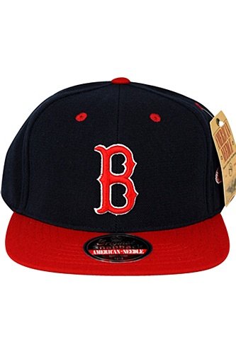 MLB Men's Boston Red Sox Blockhead Snapback Cap (Navy/Red, Adjustable)