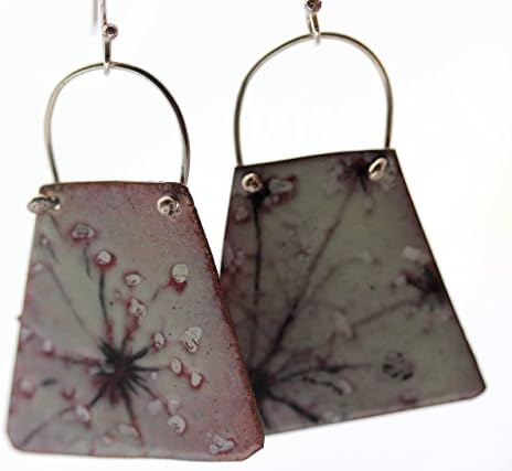 Enamel and Sterling Trapezoid Earrings with Queen Ann's hand painted design