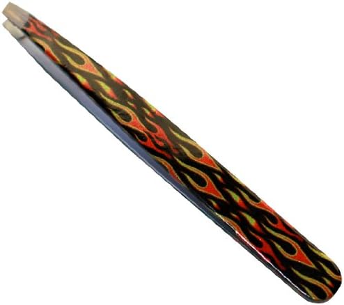 High Quality Stainless Steel Slant Tweezer, Flames Print - Used By Professionals