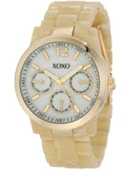 XOXO Womens XO5512 Horn Color Bracelet with Gold Case Watch