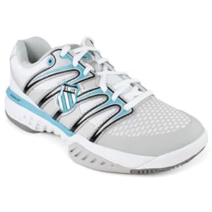 K-Swiss Women's Bigshot Tennis Shoe,White/Fiji Blue/Gull Grey,6.5 M US