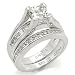 CZ Wedding Rings - Sterling Silver Princess Cut One Carat Engagement & Wedding Ring Set - Size 7