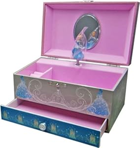 Disney 90013 - Cinderella Portagioie con Scomparto per Anelli e Bracciali con Carillon in Confezione Regalo, 18x10x13 cm