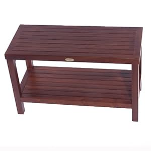 Decoteak Classic Teak Spa Shower Stool with Shelf - No Arms