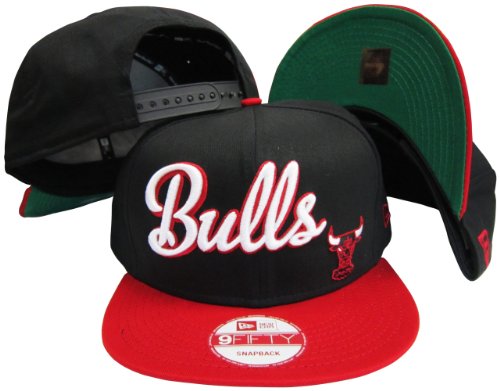Chicago Bulls Black/Red Two Tone Plastic Snapback Adjustable Plastic Snap Back Hat / Cap