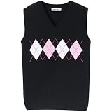Girls' Cherokee V-Neck Sweater Vest - Black Argyle