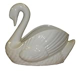 White porcelain swan planter container for ivy indoor or outdoor