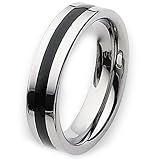 Flat Polished Tungsten Carbide Ring with Black Enamel (6.0 mm) - Sizes 6-13