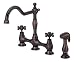 Danze D404557RB Opulence Two Handle Bridge Style Kitchen Faucet with Matching Brass Side Spray, Oil Rubbed Bronze