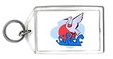 Keychain with water, artistic, wing, waves, wildlife, crane, profile, wading, stylized, 