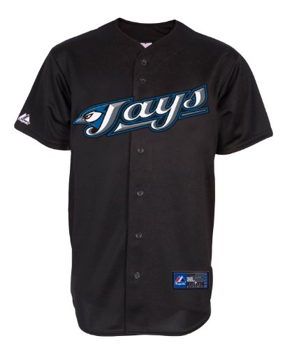 MLB Men's Toronto Blue Jays Aaron Hill Black Alternate Short Sleeve 6 Button Synthetic Replica Baseball Jersey Spring 2012  (Black, Large)