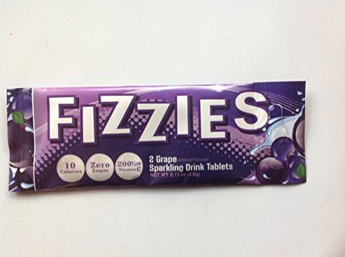 Fizzies Grape (2 Tablets / Pack 12 Packs or 24 Total Tablets) Sparkling Drink Tablets 200% Vitamin C, Sugar Free 10 Calories