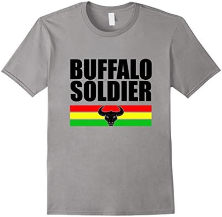 Men's Buffalo Soldier Tshirt - Rasta Reggae Style Large Slate