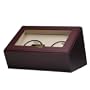 Double Watch Winder Cherry Matte Engravable Plate with Dual Control Wall Timer