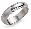 14k White Gold 5mm Milgrain Half Round Band, Size 10.5