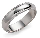 14k White Gold 5mm Milgrain Half Round Band