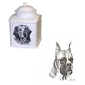 Boxer Memorial Urn by Porcelain by Rosalinde (7in)
