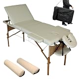 TecTake Massageliege + Set2 inklusive 2 Lagerungsrollen BEIGE + Taschevon "TecTake"