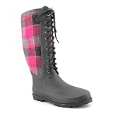 Chooka Women's Berry Wool Plaid Rain Boot, Berry, 7 M US